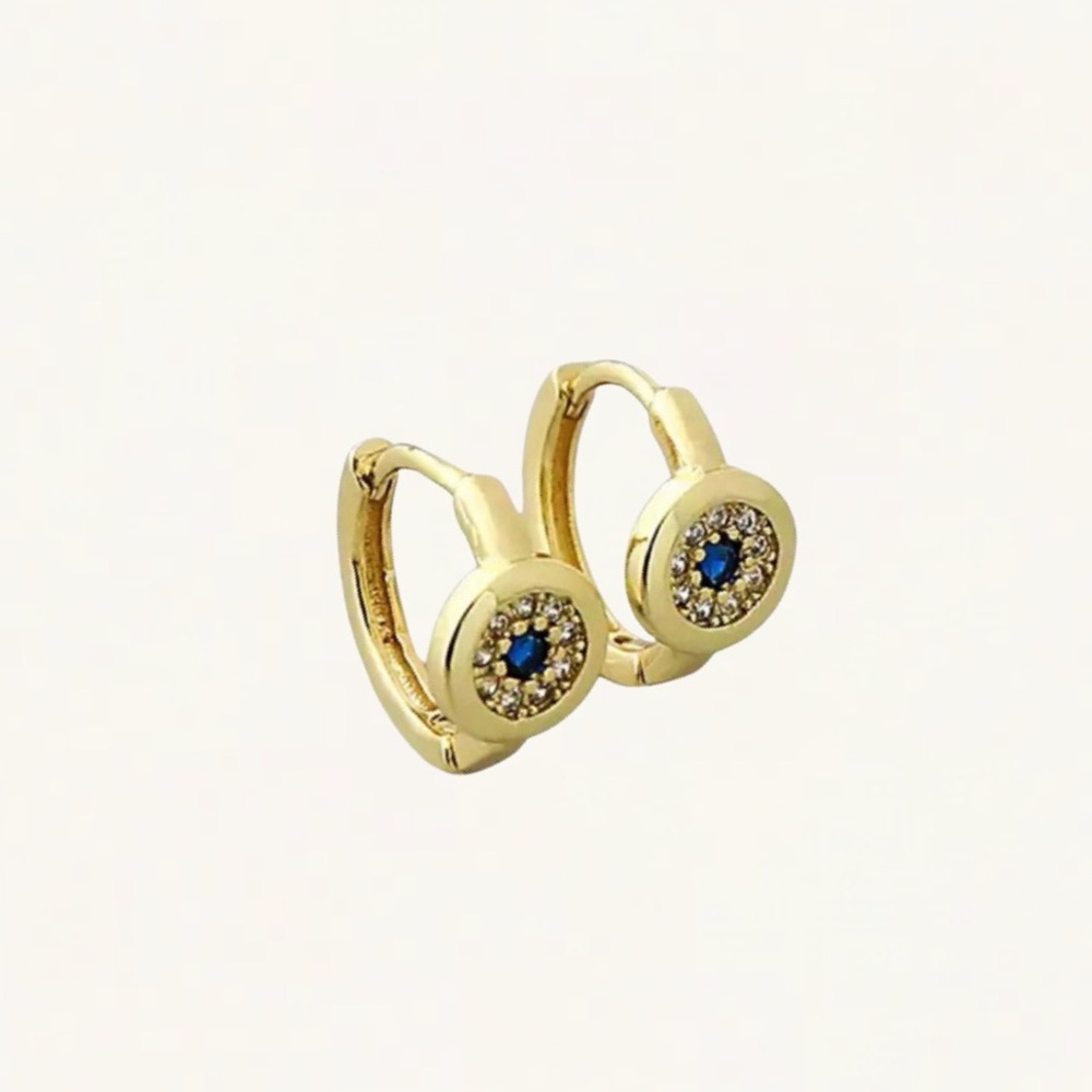 Brand new - evil eye mini huggie earrings - 925 sterling silver